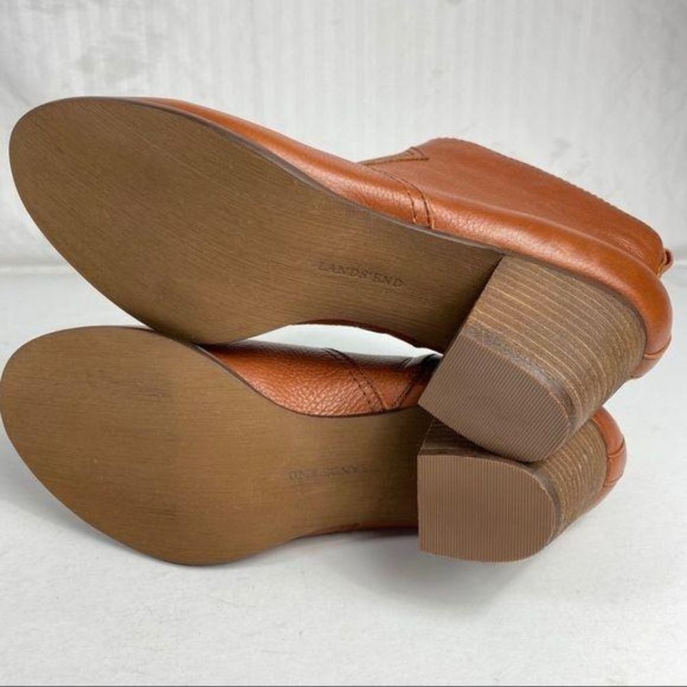 Land’s End Harris Ankle Booties Leather Side Zip Chestnut Brown Womens Sz 9 - Picture 3 of 11
